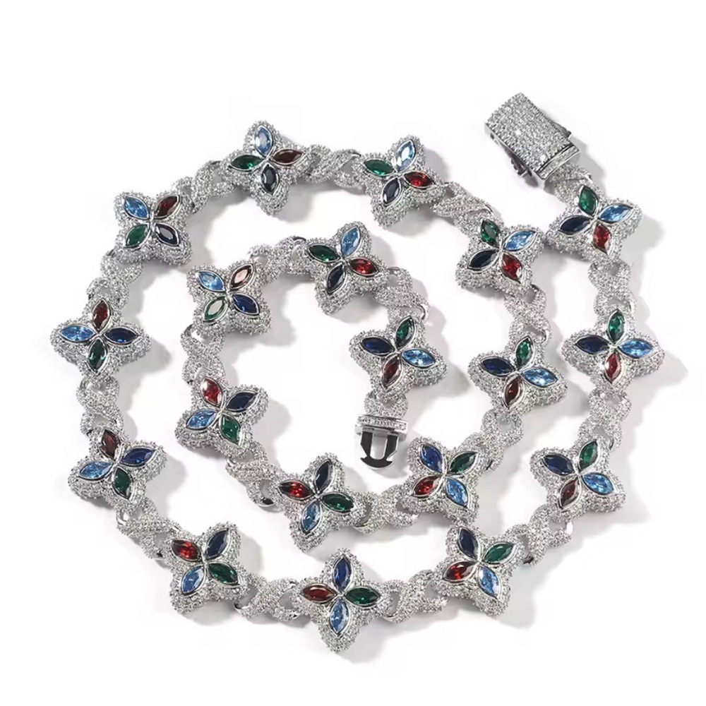 Multi Coloured Clover Chain Necklace 20inch